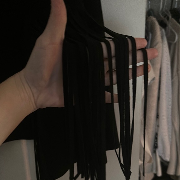 Vocal Black Felt Fringe Women's cardigan large - Picture 3 of 3